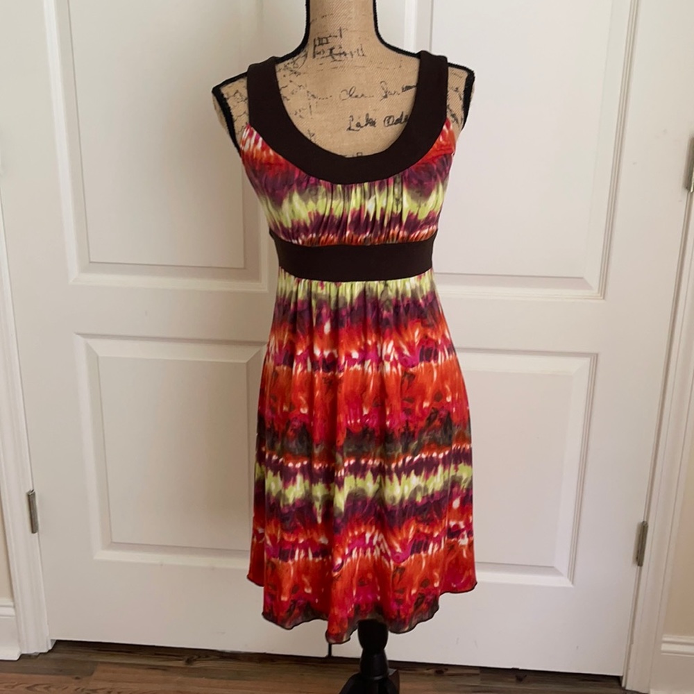 BCX Burnt orange multi colored dress, size S